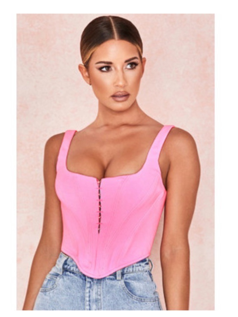 House of CB Pink Structured Corset Top with Front Hooks